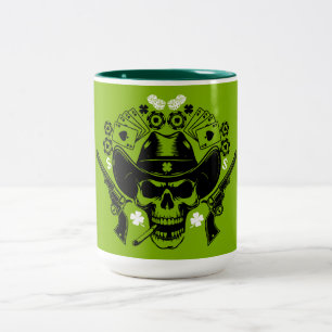 Lucky Poker Skull Two-Tone Coffee Mug