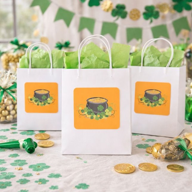 Lucky Pot of Gold St. Patrick’s Day Square Sticker (Creator Uploaded)