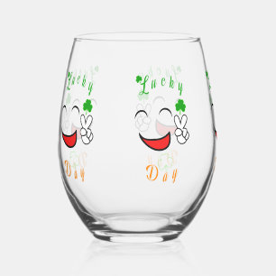 Lucky Pray Saint Dublin Day Patron Irish Stemless Wine Glass