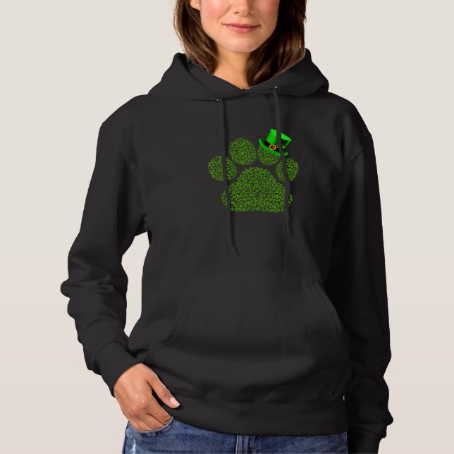 Lucky Pug Paw Dog Cat  Irish Shamrock St Patrick D Hoodie (Front)