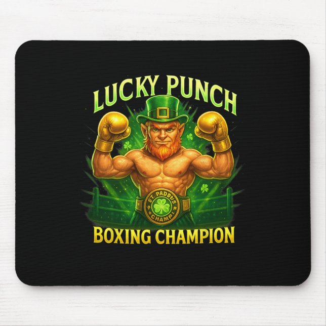 Lucky Punch Boxing Champ St. Patrick's Day Design  Mouse Pad (Front)