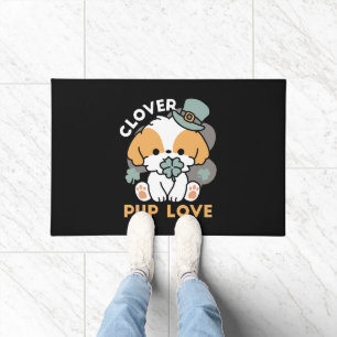 Lucky Pup with Clover – St. Patrick's Day Gift Doormat
