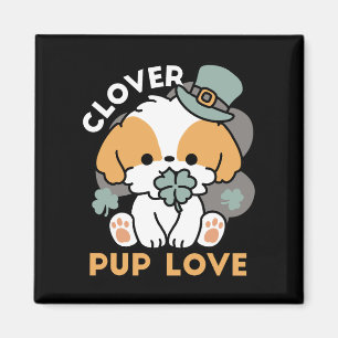 Lucky Pup with Clover – St. Patrick's Day Gift Magnet