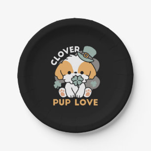 Lucky Pup with Clover – St. Patrick's Day Gift Paper Plate