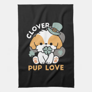 Lucky Pup with Clover – St. Patrick's Day Gift Tea Towel