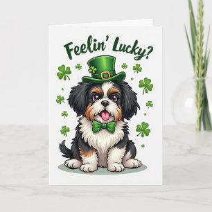 Lucky Puppy Clover Pattern Card