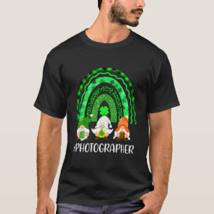Lucky Rainbow Photographer Gnome Leopard Happy St T-Shirt