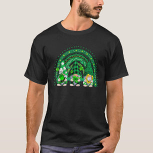 Lucky Rainbow Three Gnomes St Patricks Day Shamroc T-Shirt