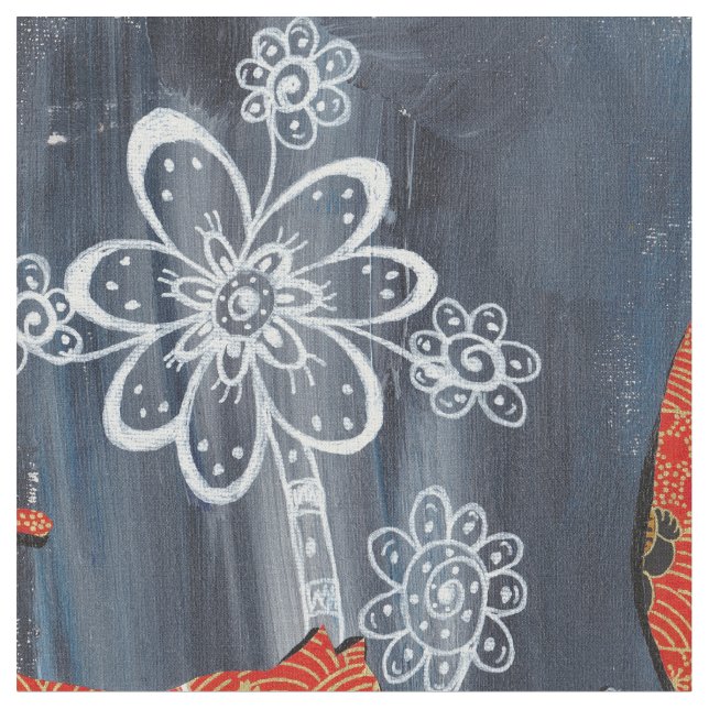 Lucky Red Cats Fabric (Close Up)