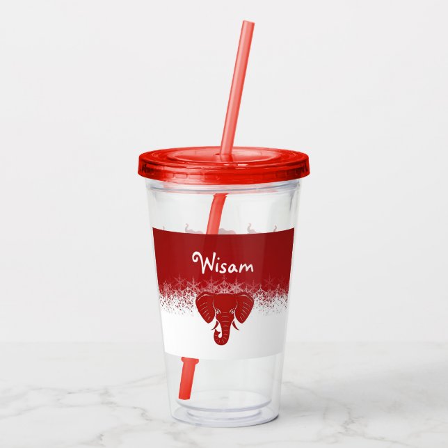 Lucky Red Elephant Acrylic Tumbler (Back)