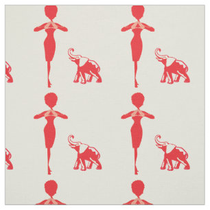 Lucky Red Elephant Fabric