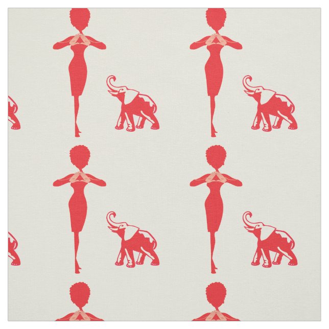 Lucky Red Elephant Fabric (Swatch)