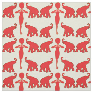Lucky Red Elephant Fabric