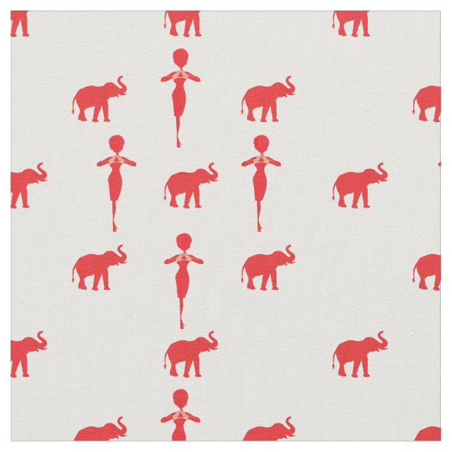 Lucky Red Elephant Fabric (Close Up)