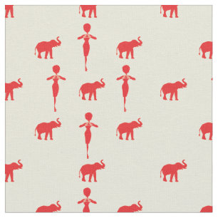 Lucky Red Elephant Fabric