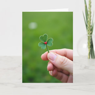 Lucky Red Heart Clover Card