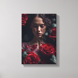 Lucky Red Rose Girl  Canvas Print