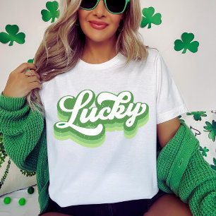 Lucky Retro Green And White St Patrick's Day T-Shirt