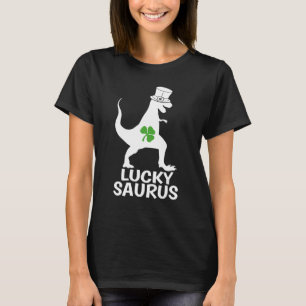 Lucky Saurus Dinosaur Irish Luck Shamrock St Patri T-Shirt