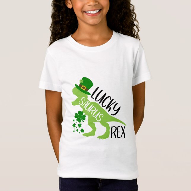 Lucky Saurus Rex – St. Patrick’s Day Dinosaur T-Shirt (Front)