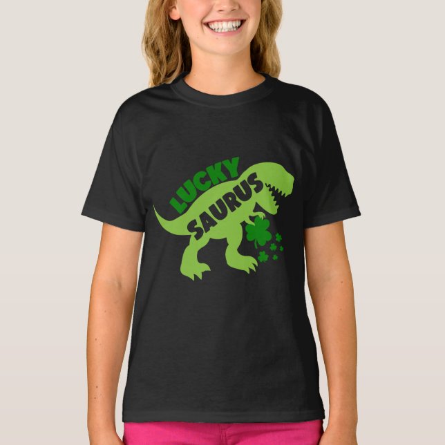 Lucky Saurus – St. Patrick’s Day Dino T-Shirt (Front)