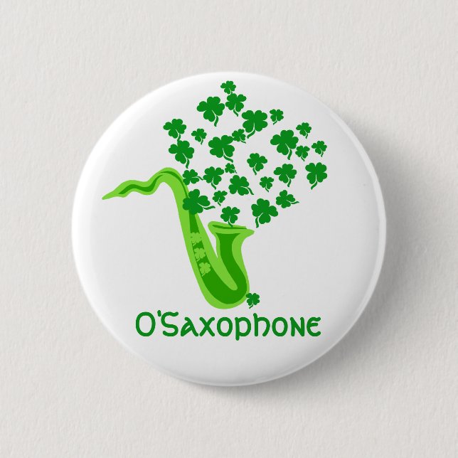 Lucky Saxophone 6 Cm Round Badge (Front)