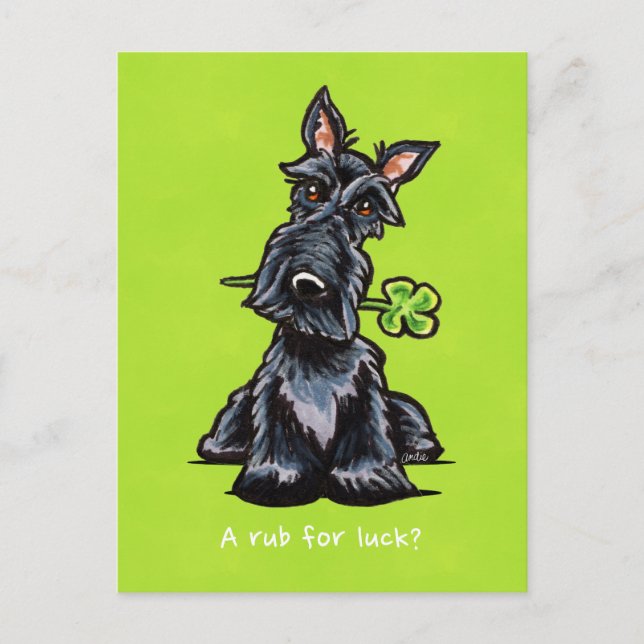 Lucky Scottie Dog Personalised Postcard (Front)