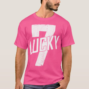 Lucky Seven Distressed In White Lucky Number 7 Gea T-Shirt