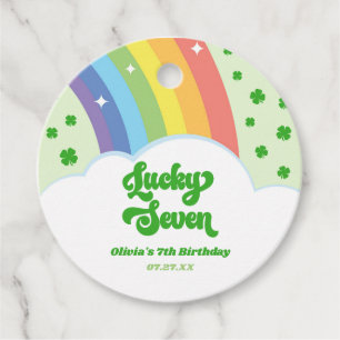 Lucky Seven Rainbow Clovers 7th Birthday Party Favour Tags