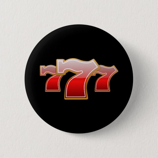 Lucky Seven - Red Sevens on Black Background 6 Cm Round Badge (Front)