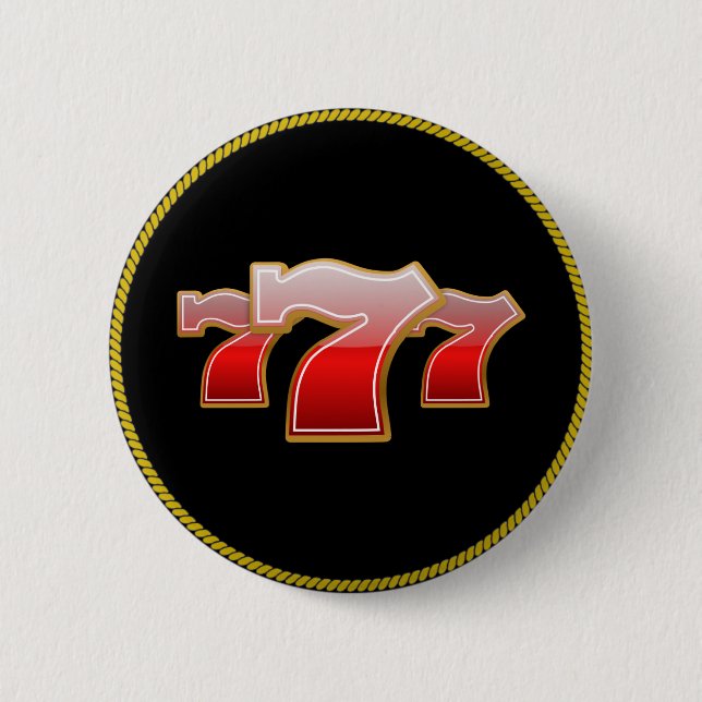 Lucky Seven - Red Sevens on Black Background 6 Cm Round Badge (Front)