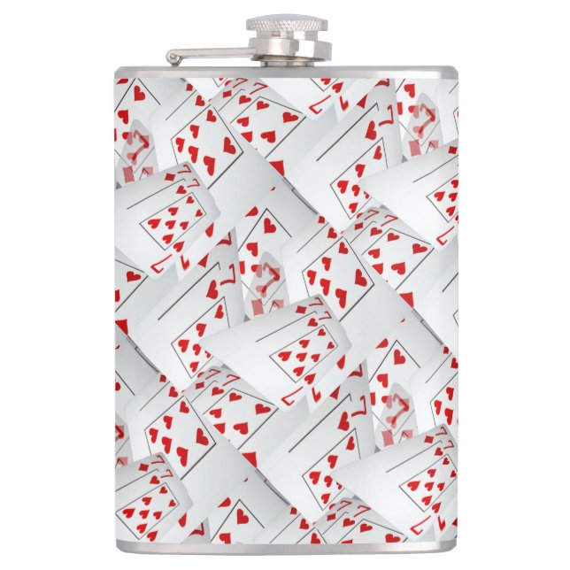 Lucky Sevens Poker Cards,  Hip Flask (Front)