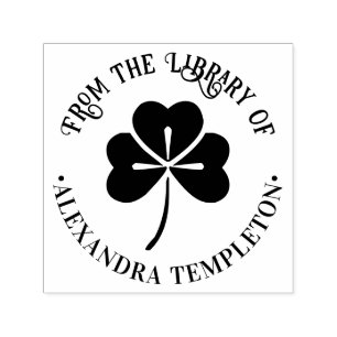 Lucky Shamrock #4P Library Book Name Self-inking Stamp
