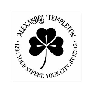 Lucky Shamrock #4P Name Return Address Self-inking Stamp