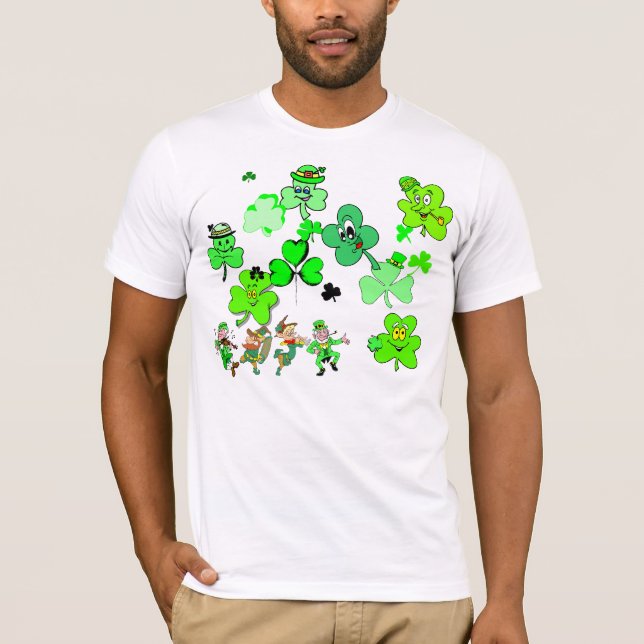 Lucky Shamrock and Dancing Leprechauns Tee (Front)