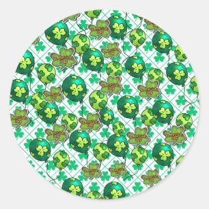 Lucky Shamrock Balloon St. Patrick’s Day Design 🍀 Classic Round Sticker