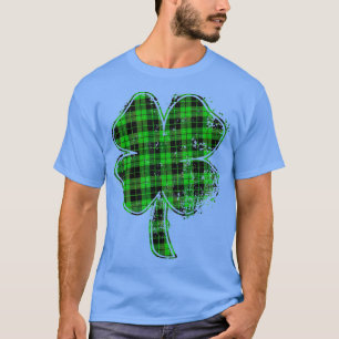 Lucky Shamrock Buffalo Plaid Green Clover St Patri T-Shirt