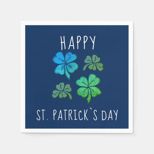 Lucky Shamrock Clover Happy St. Patrick`s day  Napkin (Front)