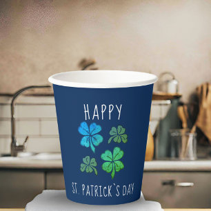 Lucky Shamrock Clover Happy St. Patrick`s day Paper Cups