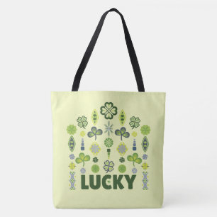 Lucky Shamrock Clover Minimal Pattern Yellow Tote Bag