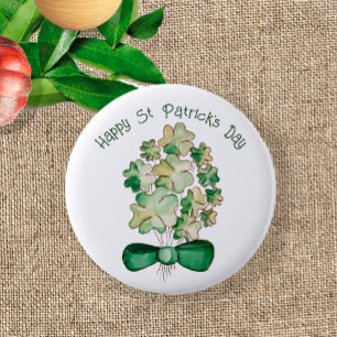 Lucky Shamrock Clover Watercolor Art 6 Cm Round Badge
