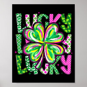 Lucky shamrock coquette bow st patricks day women poster