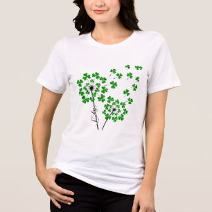 Lucky Shamrock Dandelion St Patricks Day Irish Tri-Blend Shirt