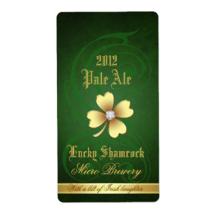 Lucky Shamrock Elegant Gold Beer Label