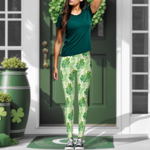 Lucky Shamrock Four Leaf Clover St Patricks Day Leggings