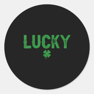 Lucky shamrock funny st patricks day couples classic round sticker