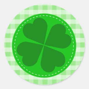 Lucky Shamrock Green Chequered Classic Round Sticker