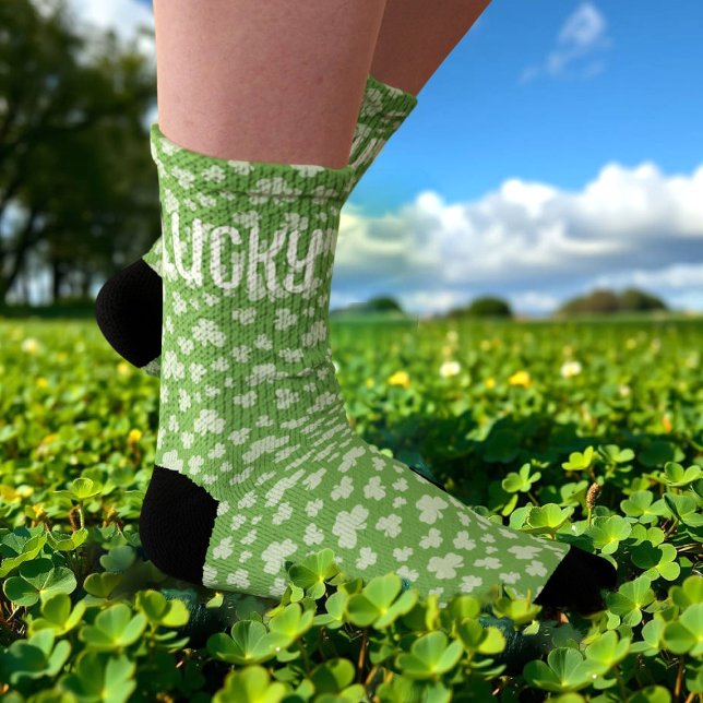 Lucky Shamrock Green Personalised Dad Socks (When you need a little bit more luck - wear these socks!)