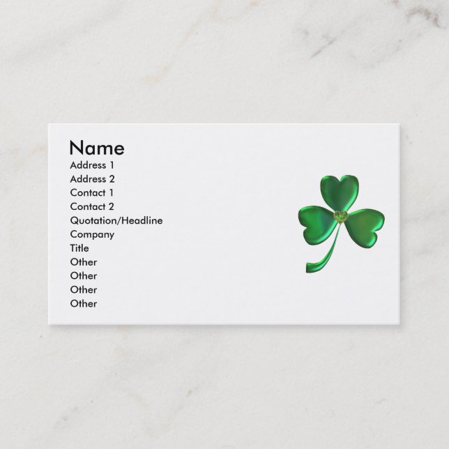 Lucky Shamrock Hearts 1 Business Card (Front)