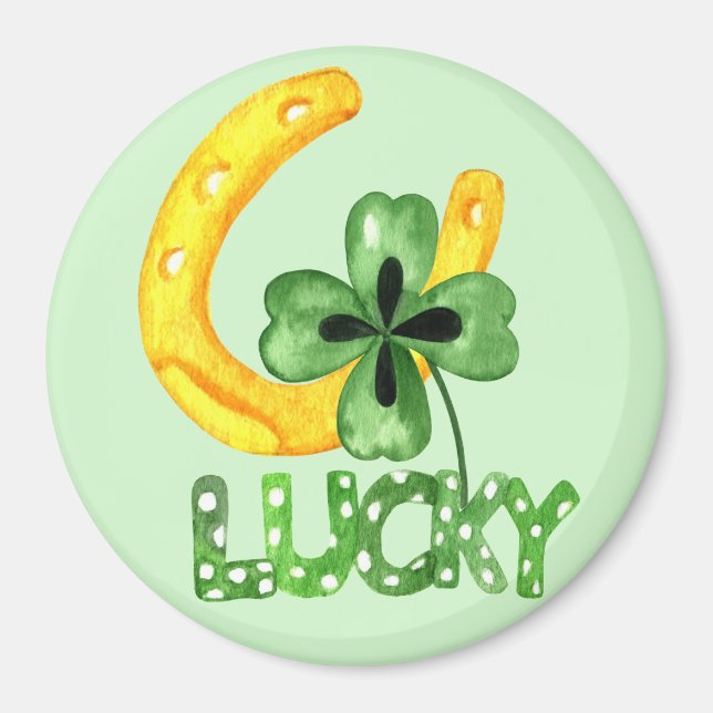 Lucky Shamrock & Horseshoe Magnet (Front)